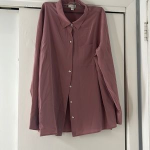 J.Jill rose mauve button down 100% silk shirt. L.